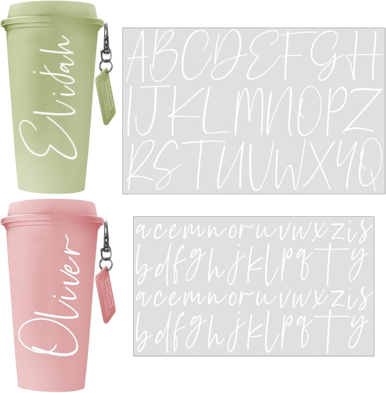 4 Pcs UV DTF Cup Wrap Custom Transfer Letter Stickers Vinyl Name Custom Decal